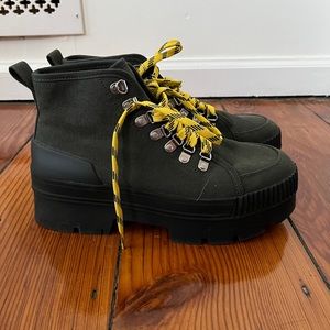 Mango Canvas Chunky Bootie